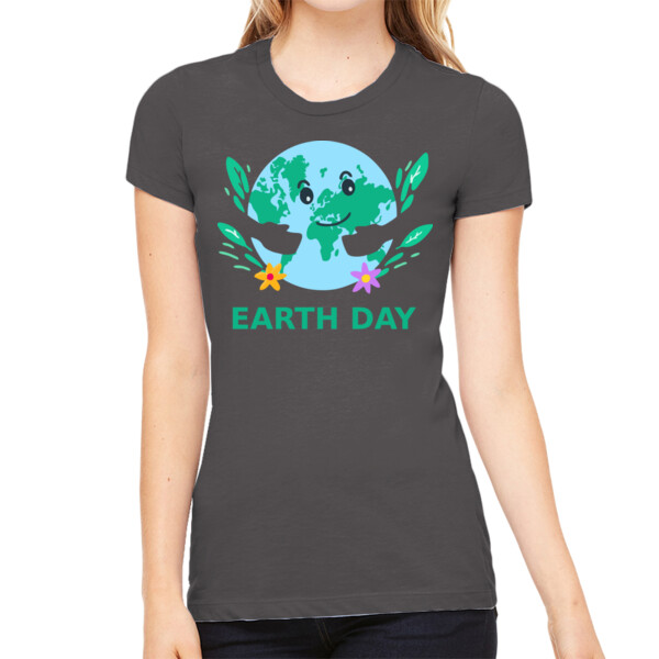 Earth Day Smile - Women's Premium Cotton Slim Fit T-Shirt Thumbnail