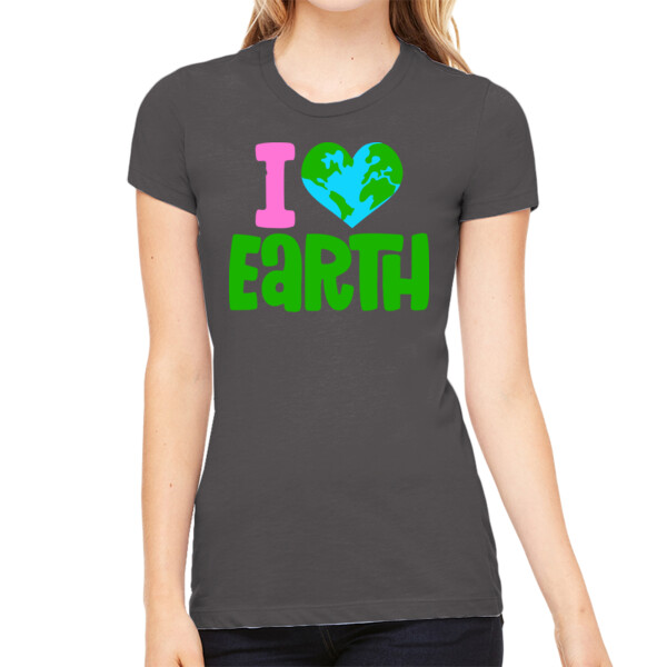 I Love Earth - Women's Premium Cotton Slim Fit T-Shirt Thumbnail