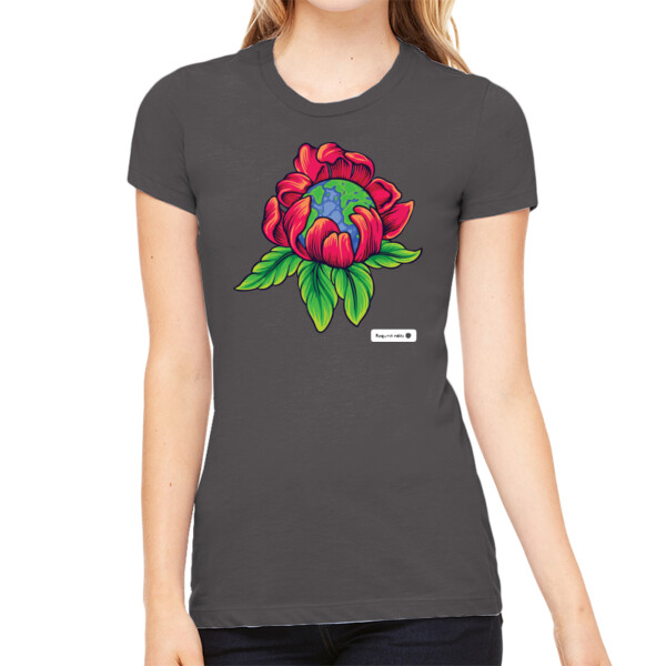 Flower Earth - Women's Premium Cotton Slim Fit T-Shirt Thumbnail