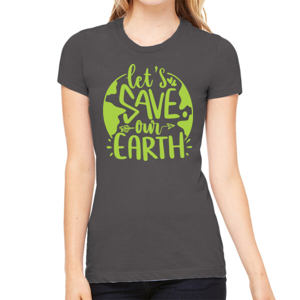 Let's Save Earth - Women's Premium Cotton Slim Fit T-Shirt Thumbnail