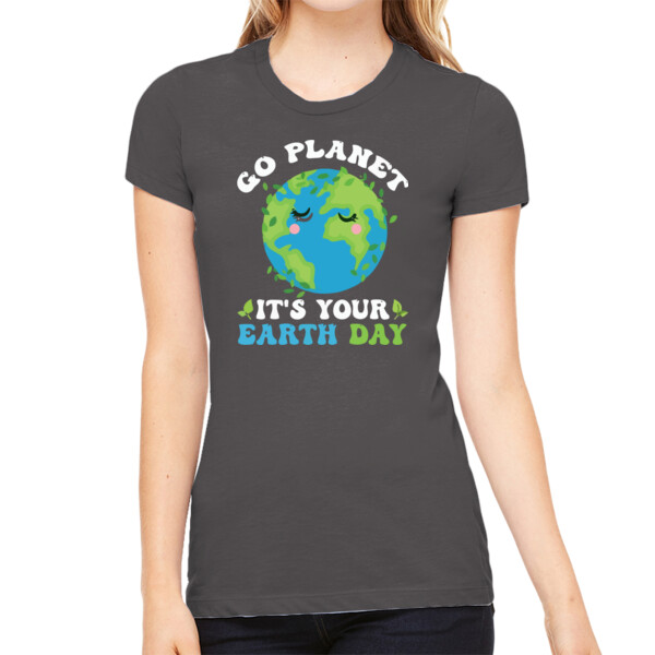 Go Planet / White - Women's Premium Cotton Slim Fit T-Shirt Thumbnail