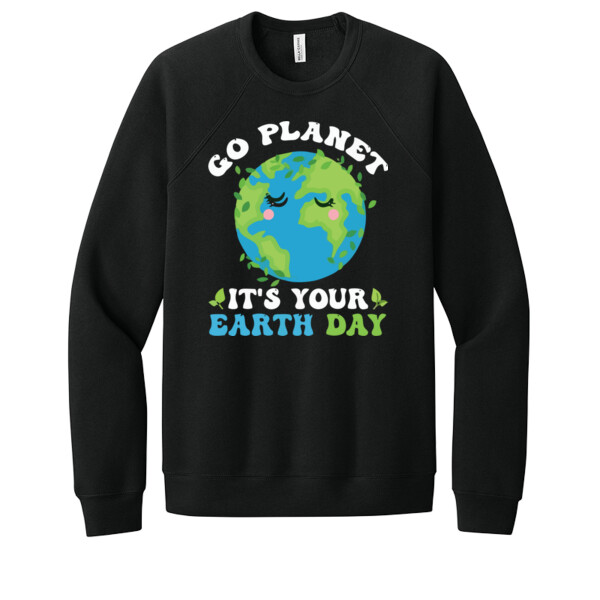 Go Planet / White - Unisex Premium Fleece Crew Sweatshirt Thumbnail