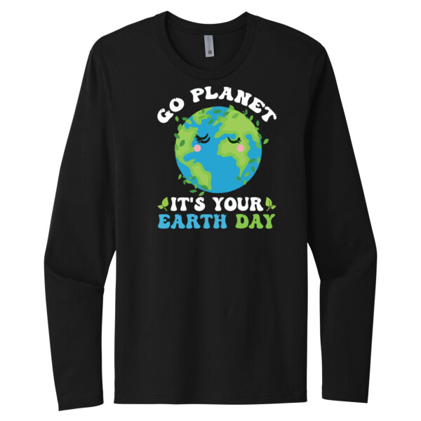 Go Planet / White - Unisex Premium Cotton Long Sleeve T-Shirt Thumbnail