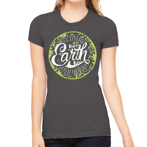 Earth Day / White Distressed - Women's Premium Cotton Slim Fit T-Shirt Thumbnail