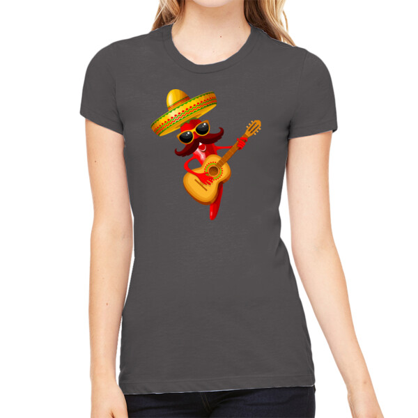 Chili Guitar - Women's Premium Cotton Slim Fit T-Shirt Thumbnail