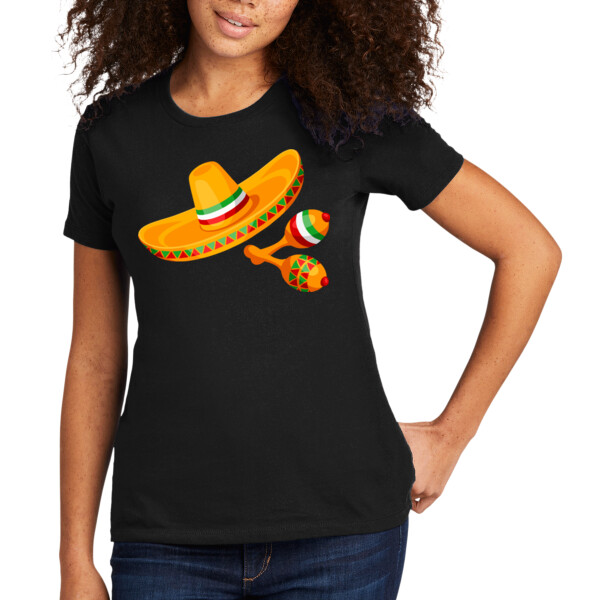 Hat and Maracas - Women's Premium Cotton T-Shirt Thumbnail
