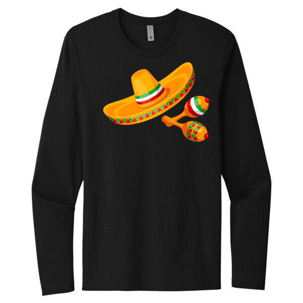 Hat and Maracas - Unisex Premium Cotton Long Sleeve T-Shirt Thumbnail