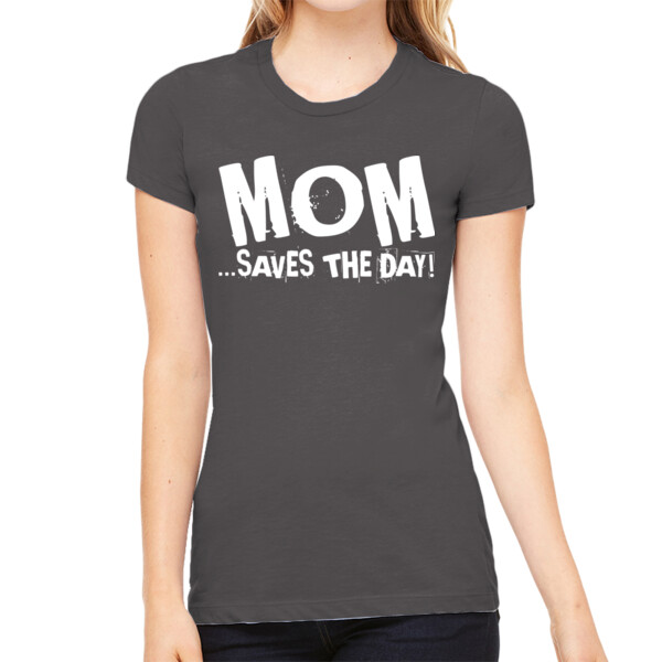 Mom Saves The Day - Women's Premium Cotton Slim Fit T-Shirt Thumbnail