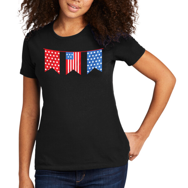 USA Three Flags - Women's Premium Cotton T-Shirt Thumbnail