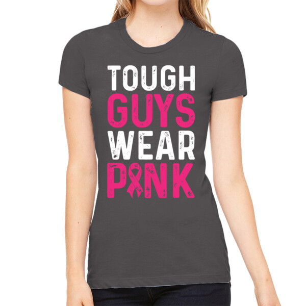 Tough Guys Wear Pink - Women's Premium Cotton Slim Fit T-Shirt Thumbnail