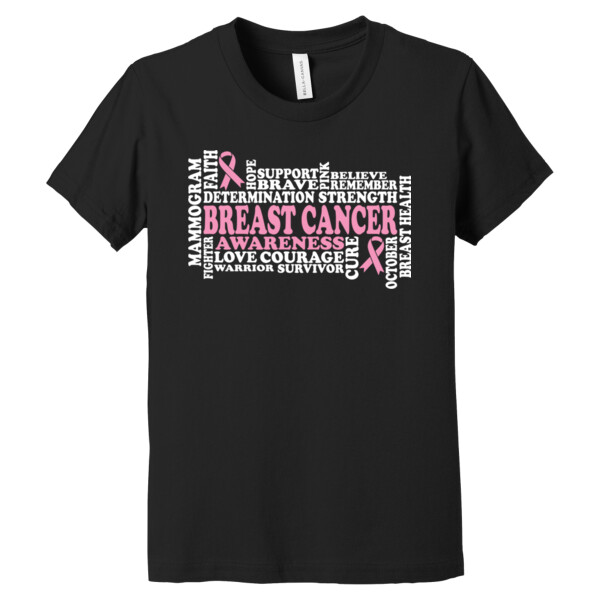 Breast Cancer Awareness Word Art - Youth Premium Cotton T-Shirt Thumbnail