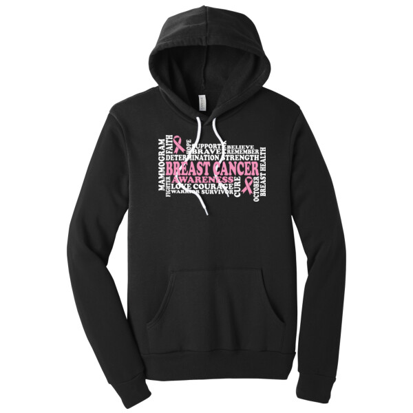 Breast Cancer Awareness Word Art - Unisex Premium Fleece Pullover Hoodie Thumbnail