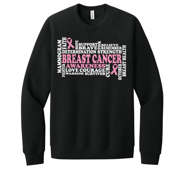 Breast Cancer Awareness Word Art - Unisex Premium Fleece Crew Sweatshirt Thumbnail