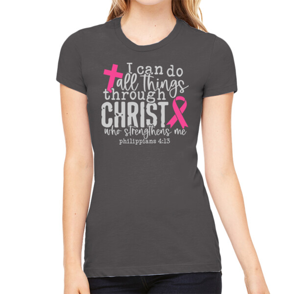 All Things Through Christ - Women's Premium Cotton Slim Fit T-Shirt Thumbnail