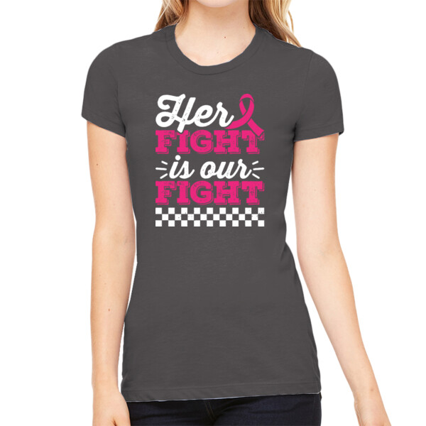 Her Fight is Our Fight - Women's Premium Cotton Slim Fit T-Shirt Thumbnail
