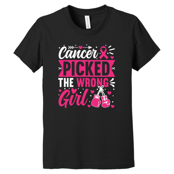 Cancer Picked The Wrong Girl - Youth Premium Cotton T-Shirt Thumbnail