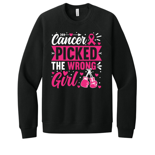 Cancer Picked The Wrong Girl - Unisex Premium Fleece Crew Sweatshirt Thumbnail