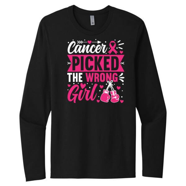 Cancer Picked The Wrong Girl - Unisex Premium Cotton Long Sleeve T-Shirt Thumbnail