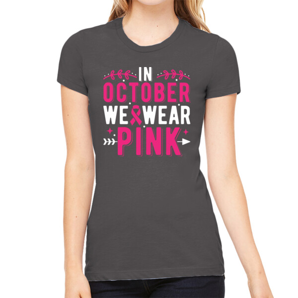 Wear Pink in October - Women's Premium Cotton Slim Fit T-Shirt Thumbnail