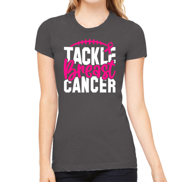 Tackle Breast Cancer - Women's Premium Cotton Slim Fit T-Shirt Thumbnail